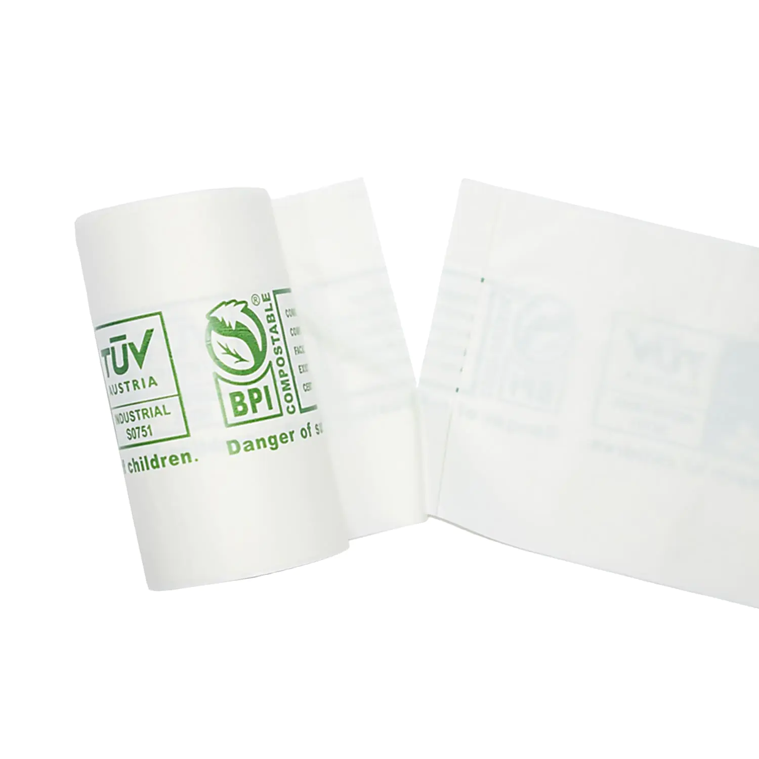 Compostable flat-top garbage bags